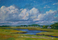 Greenbelt with Big Clouds, 14 x 20