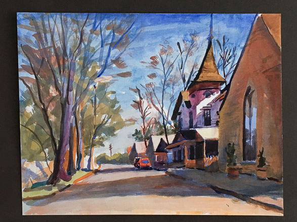 Street in Arkansas, watercolor